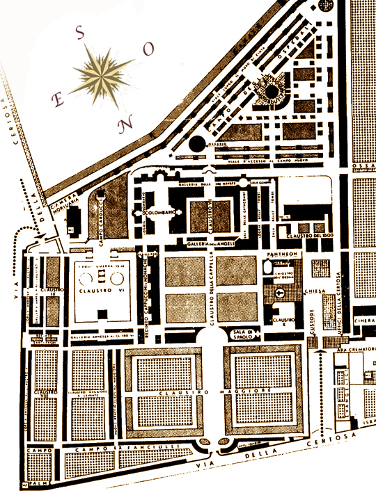 Mappa della Certosa Monumentale di Bologna